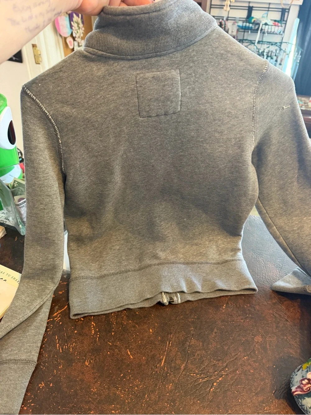 Abercrombie Kids Gray Full-Zip Fleece-Lined Logo Sweatshirt Size Small